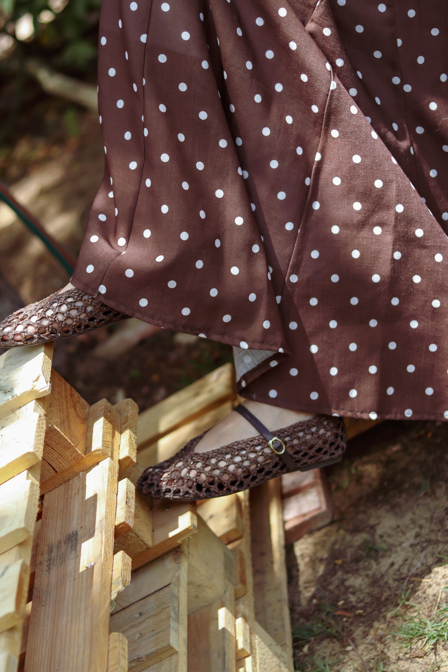 Ozel Polka Dot Skirt in Brown