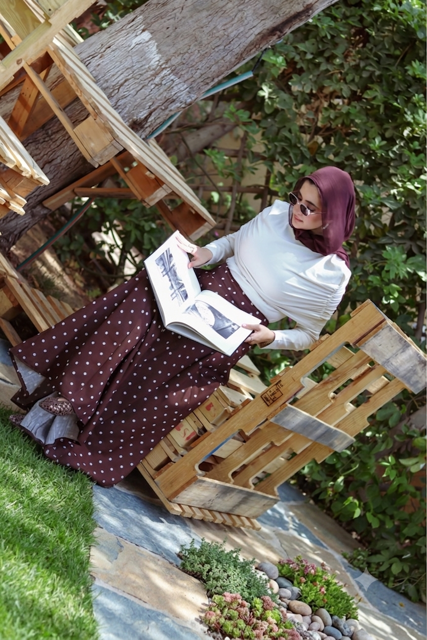 Ozel Polka Dot Skirt in Brown