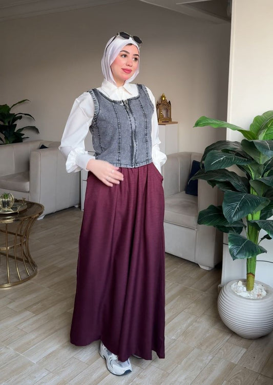 Trendy Denim Top in Grey