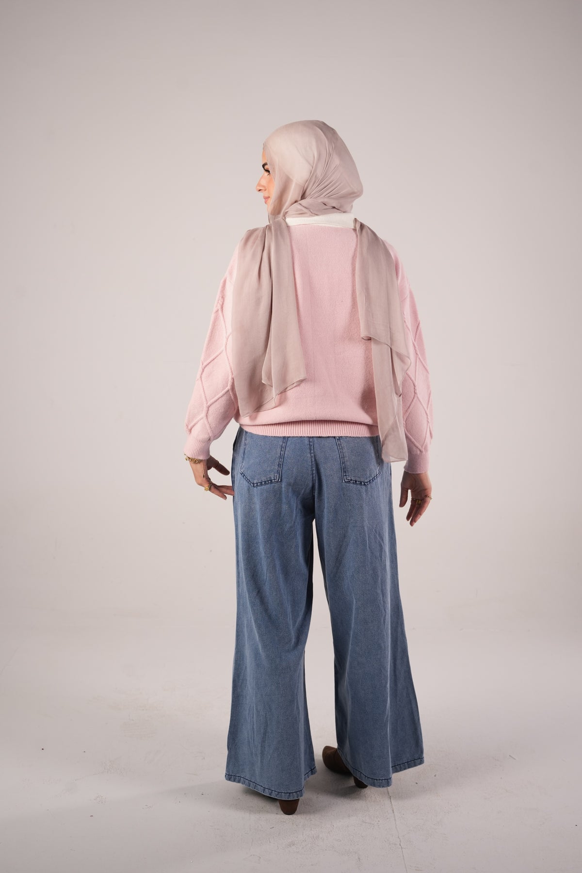 Cable Polo Sweater - Pink