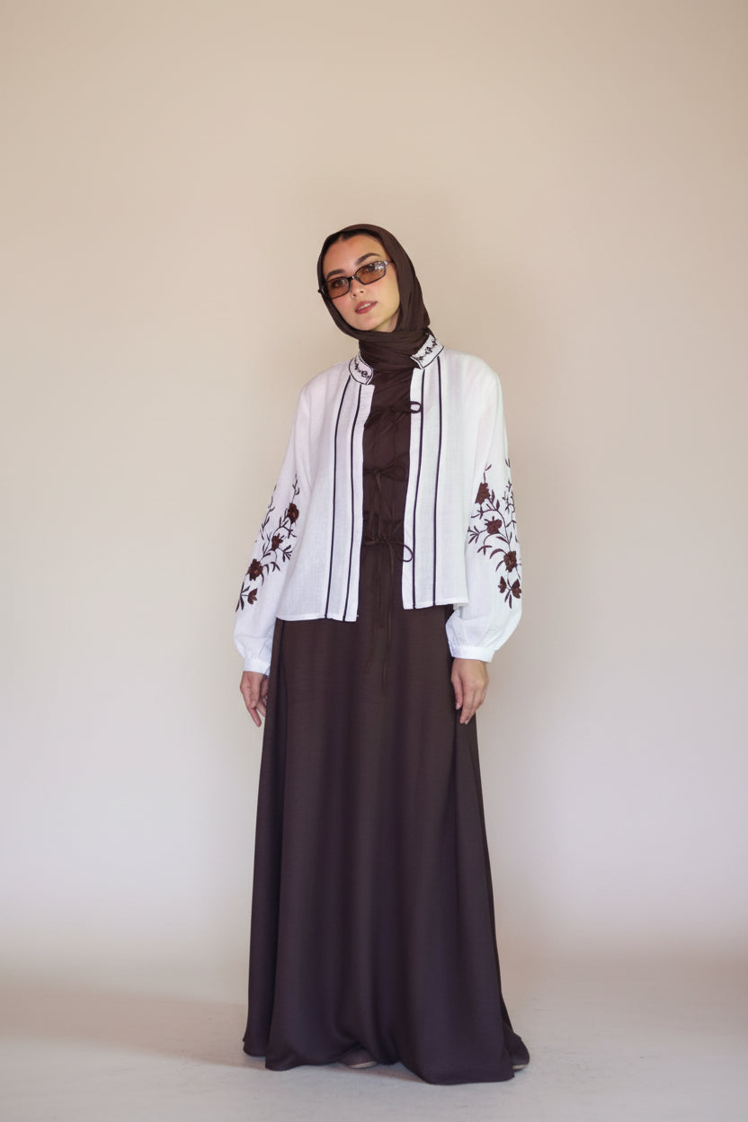 Capri Embroidered Set in Brown