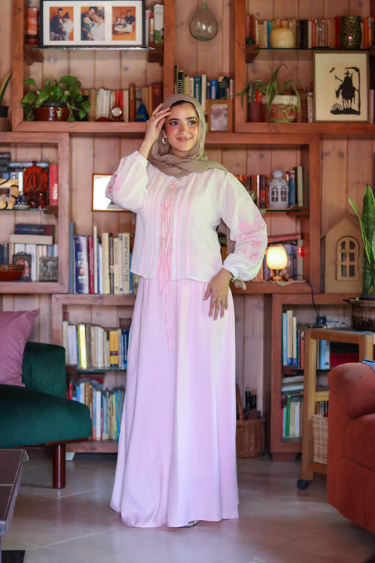 Capri Embroidered Set in Pink