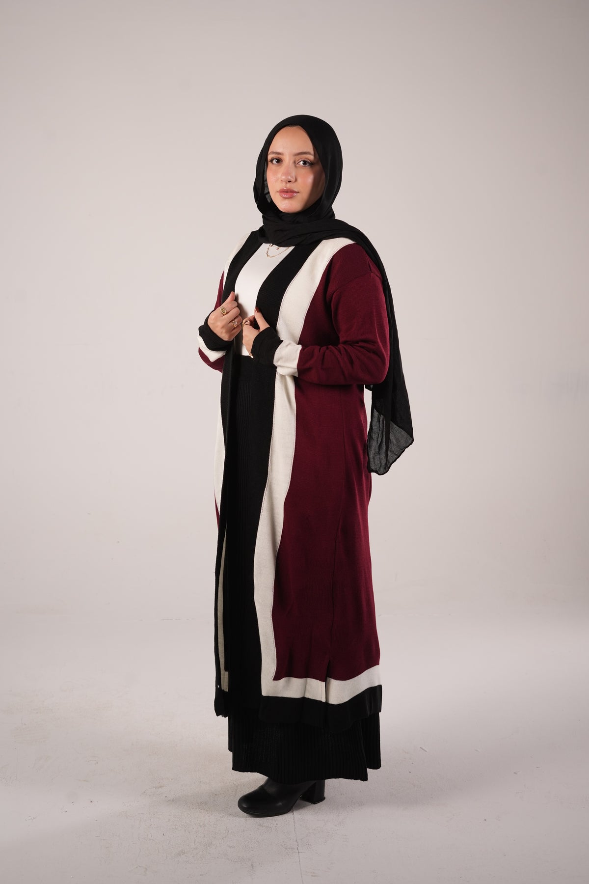 Bundle of Cardigan & Skirt - Burgundy