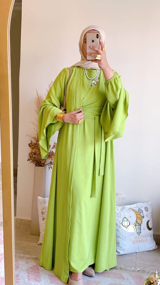 Classic Abaya Set in Light Green