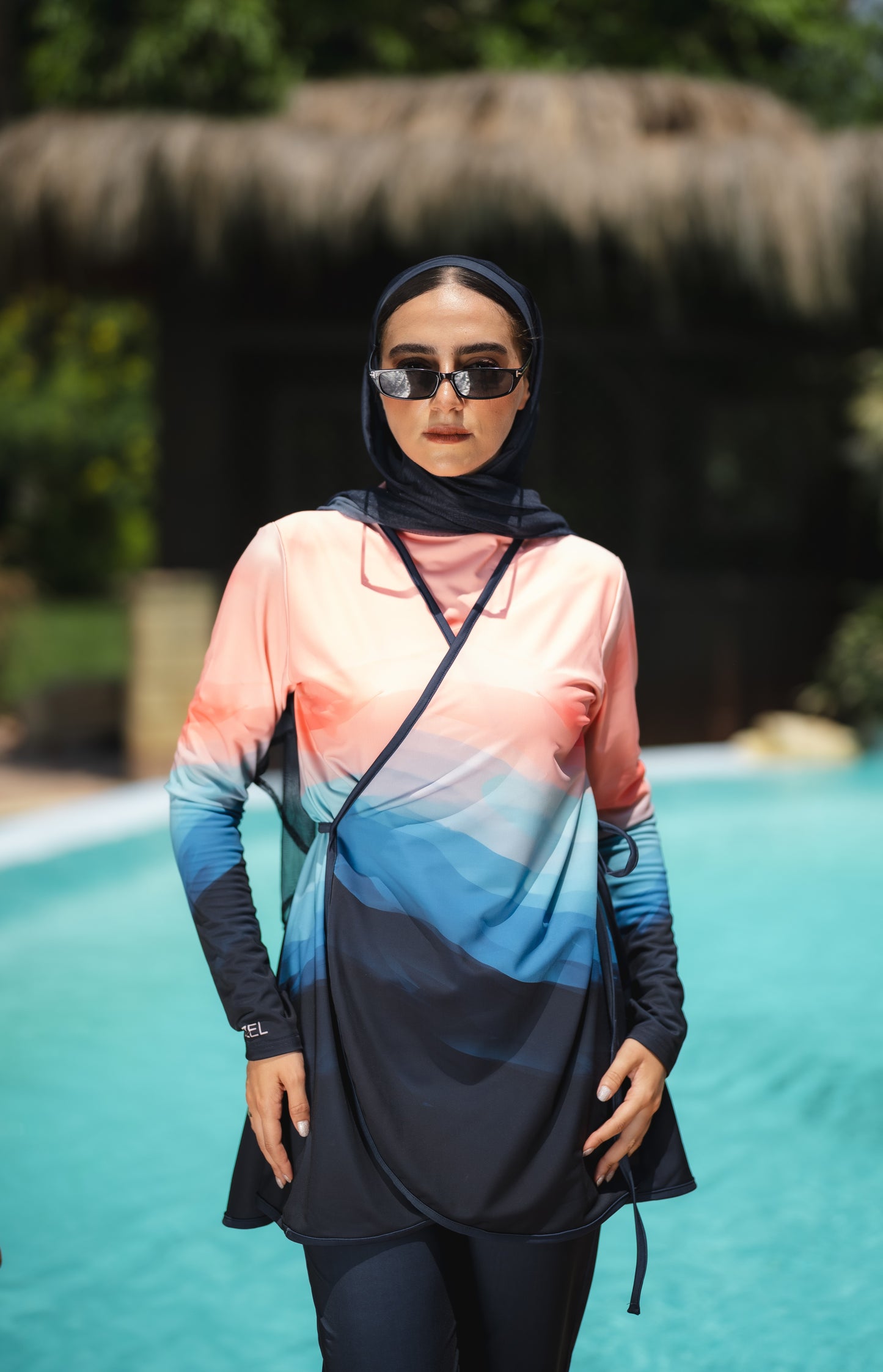 Colorful Ozel Burkini in Blue (with head cover)