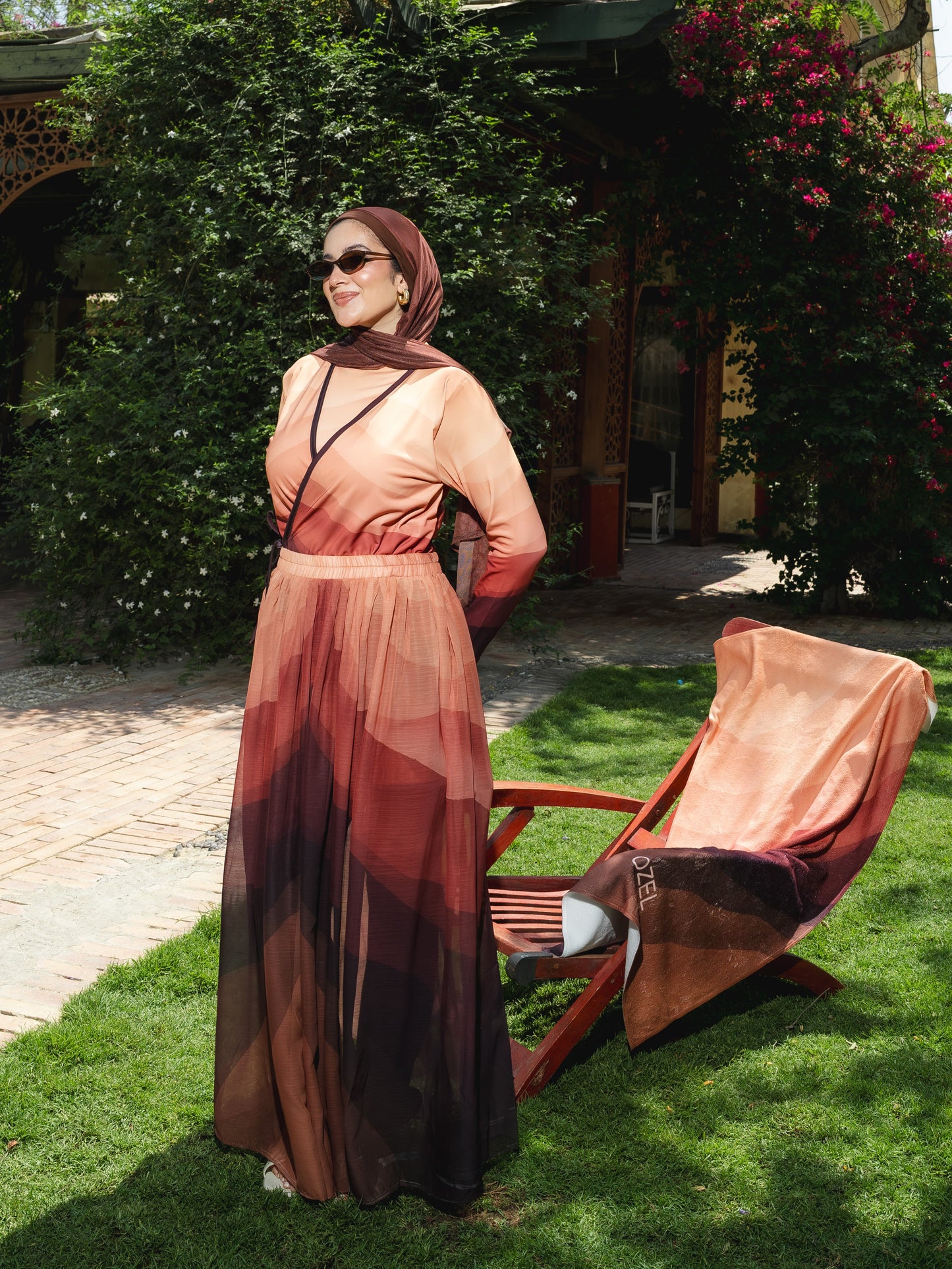 Colorful Chiffon Skirt in Brown