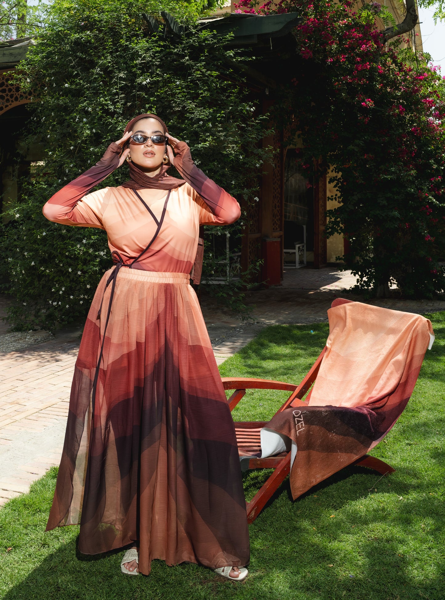 Colorful Chiffon Skirt in Brown