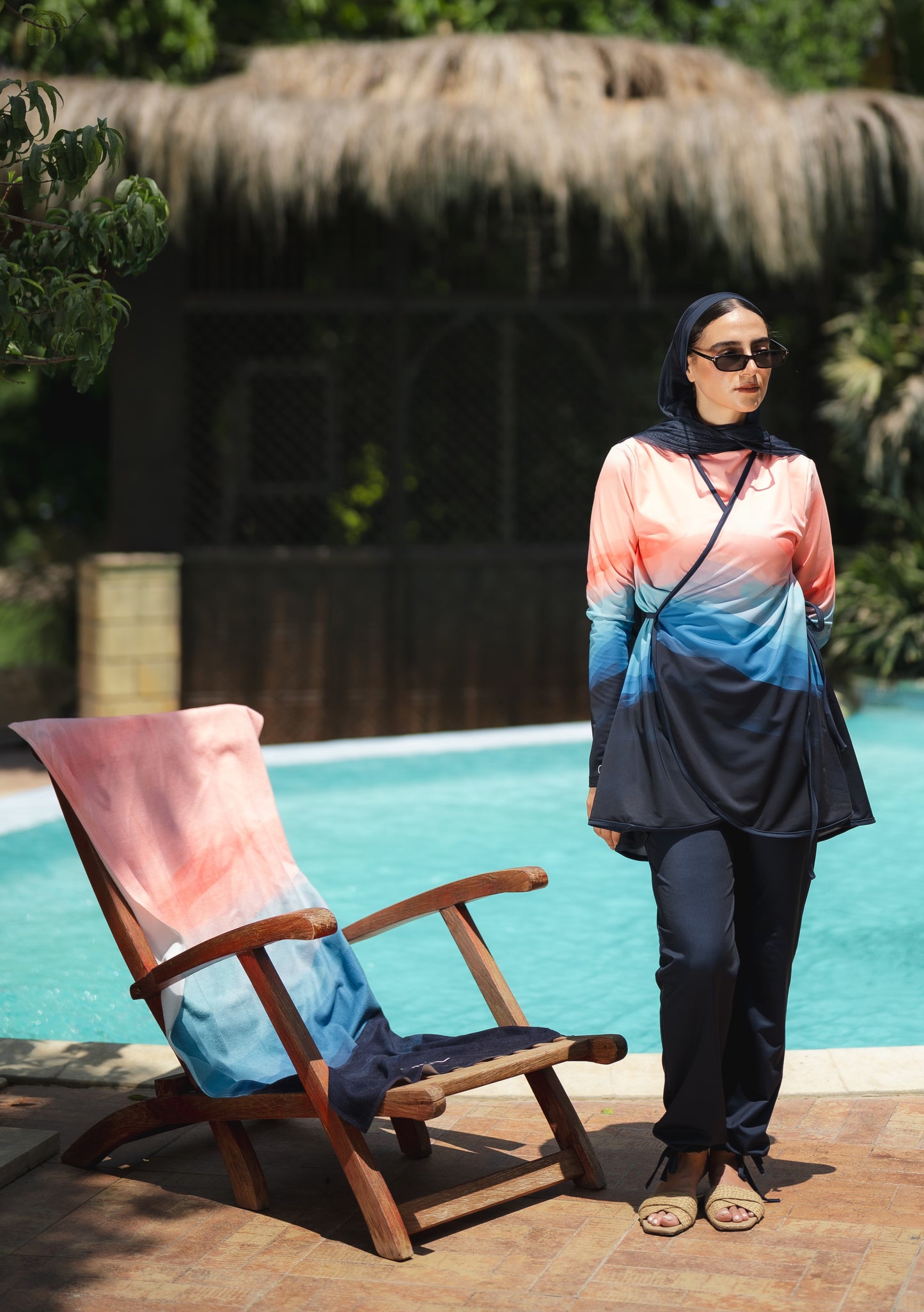 Colorful Ozel Burkini in Blue (with head cover)