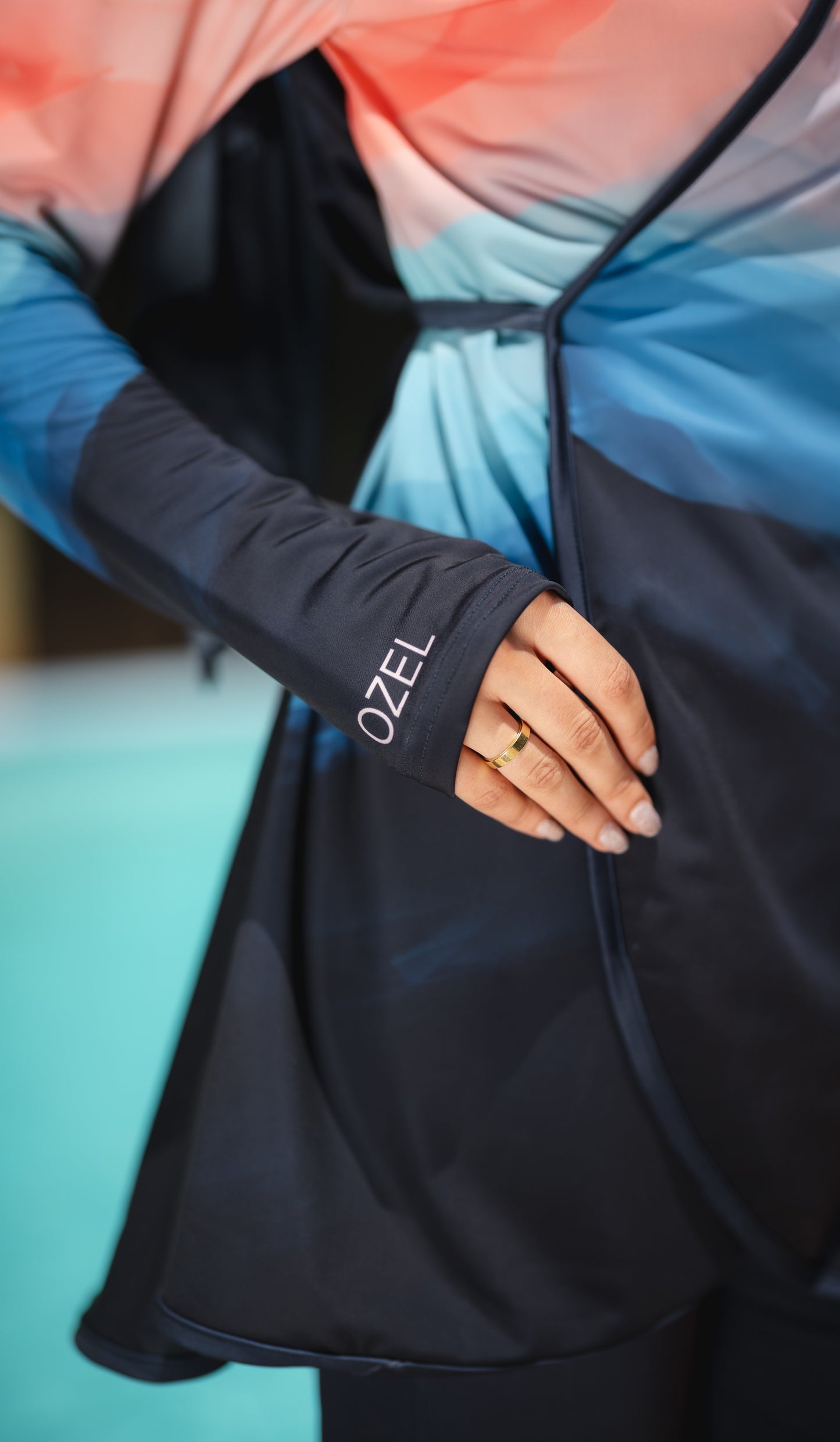 Colorful Ozel Burkini in Blue (with head cover)