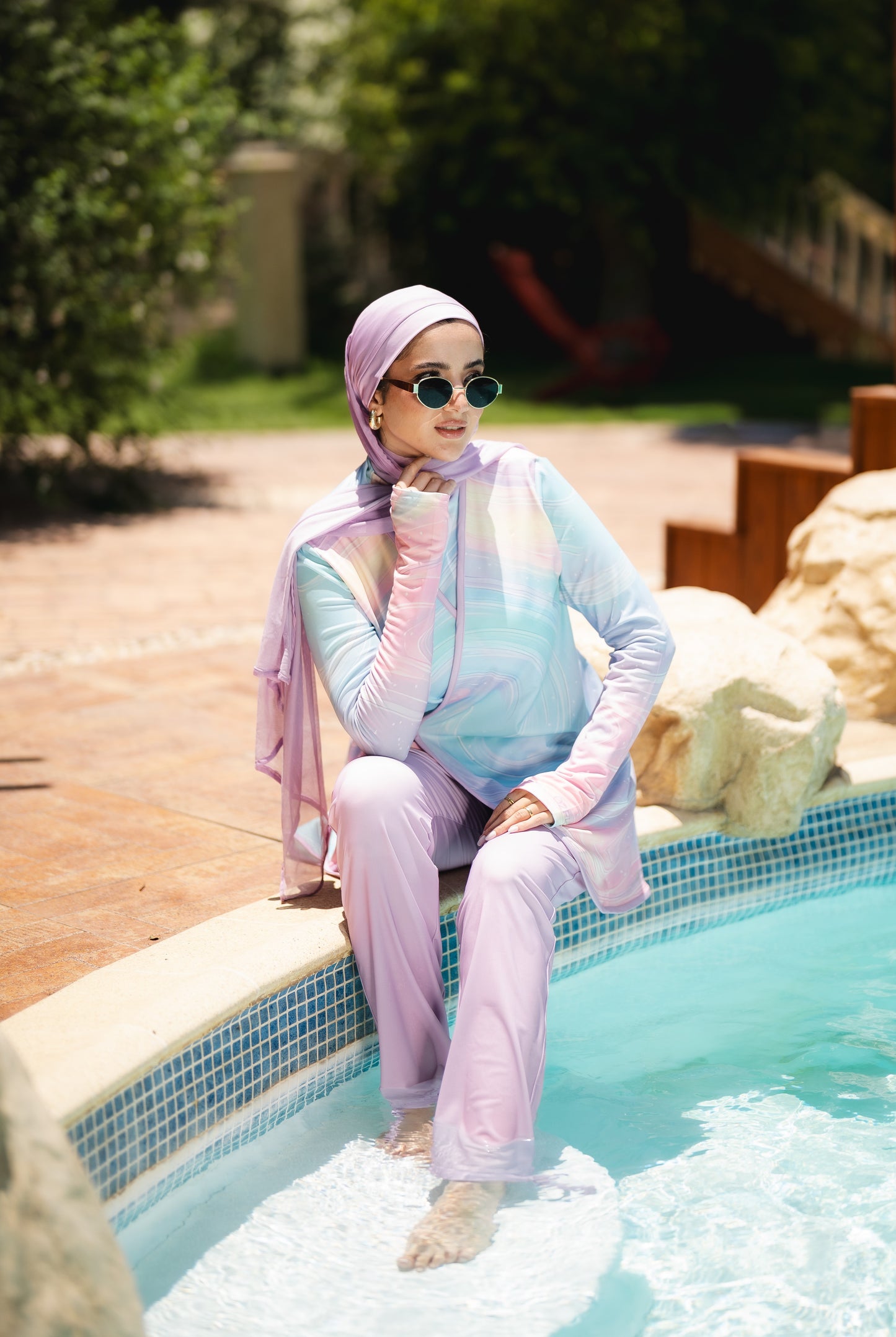 Colorful Ozel Burkini in Pink (with head cover)