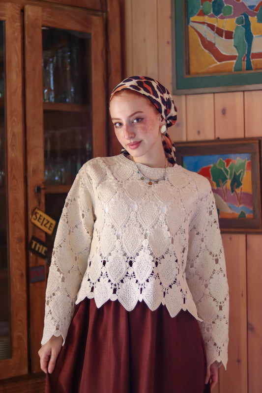 Ozel Crochet Top in Beige