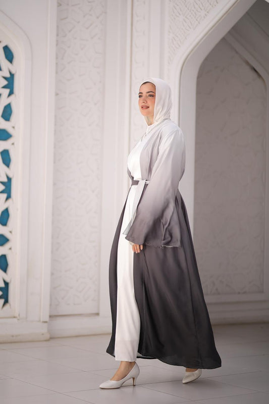 Degradee Abaya Set in Shades of Black