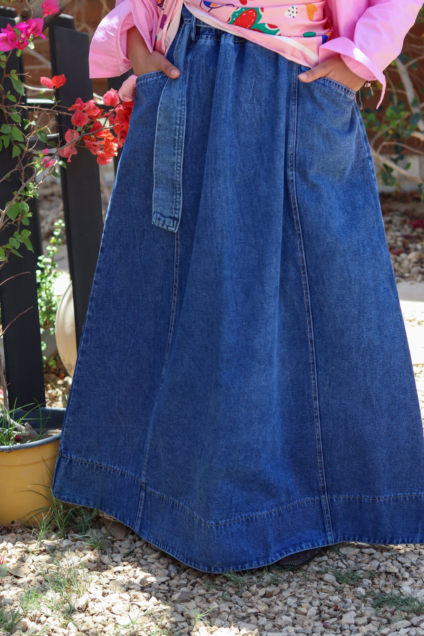 Denim Cloush Skirt in Blue