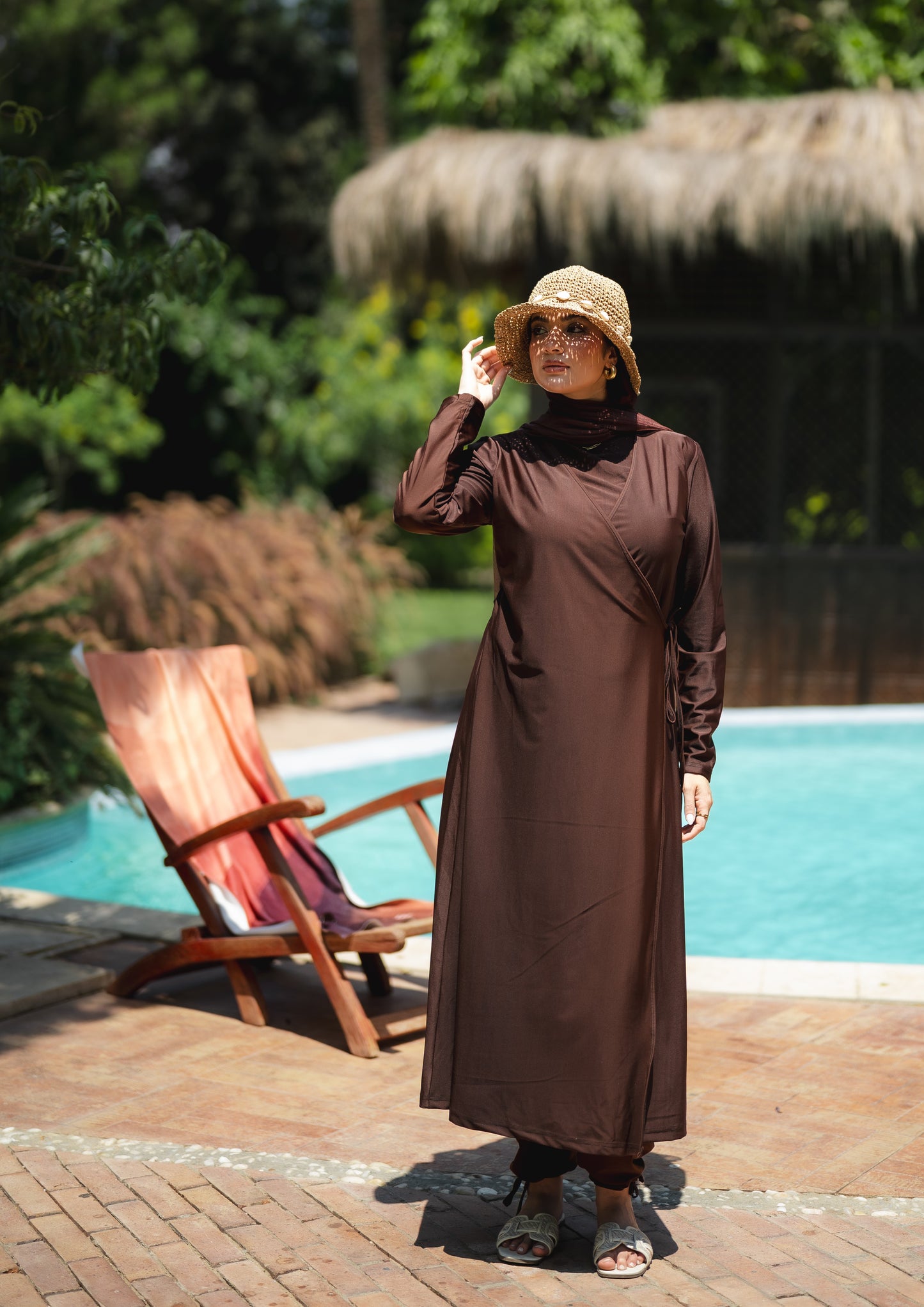 Extra Long Ozel Burkini in Brown (with head cover)