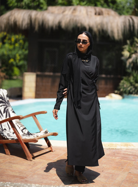 Extra Long Ozel Burkini in Black (with head cover)