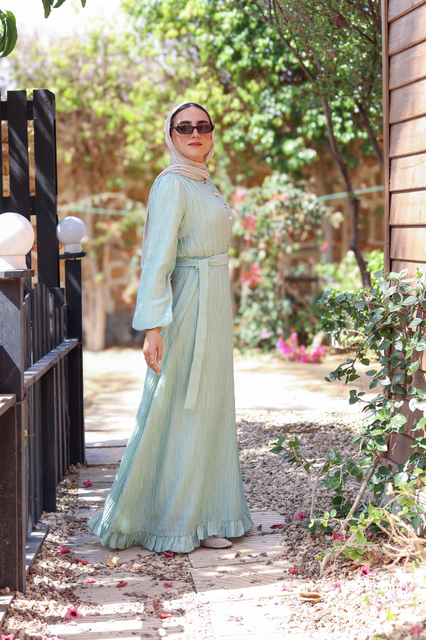 Golden Aura Dress in Mint