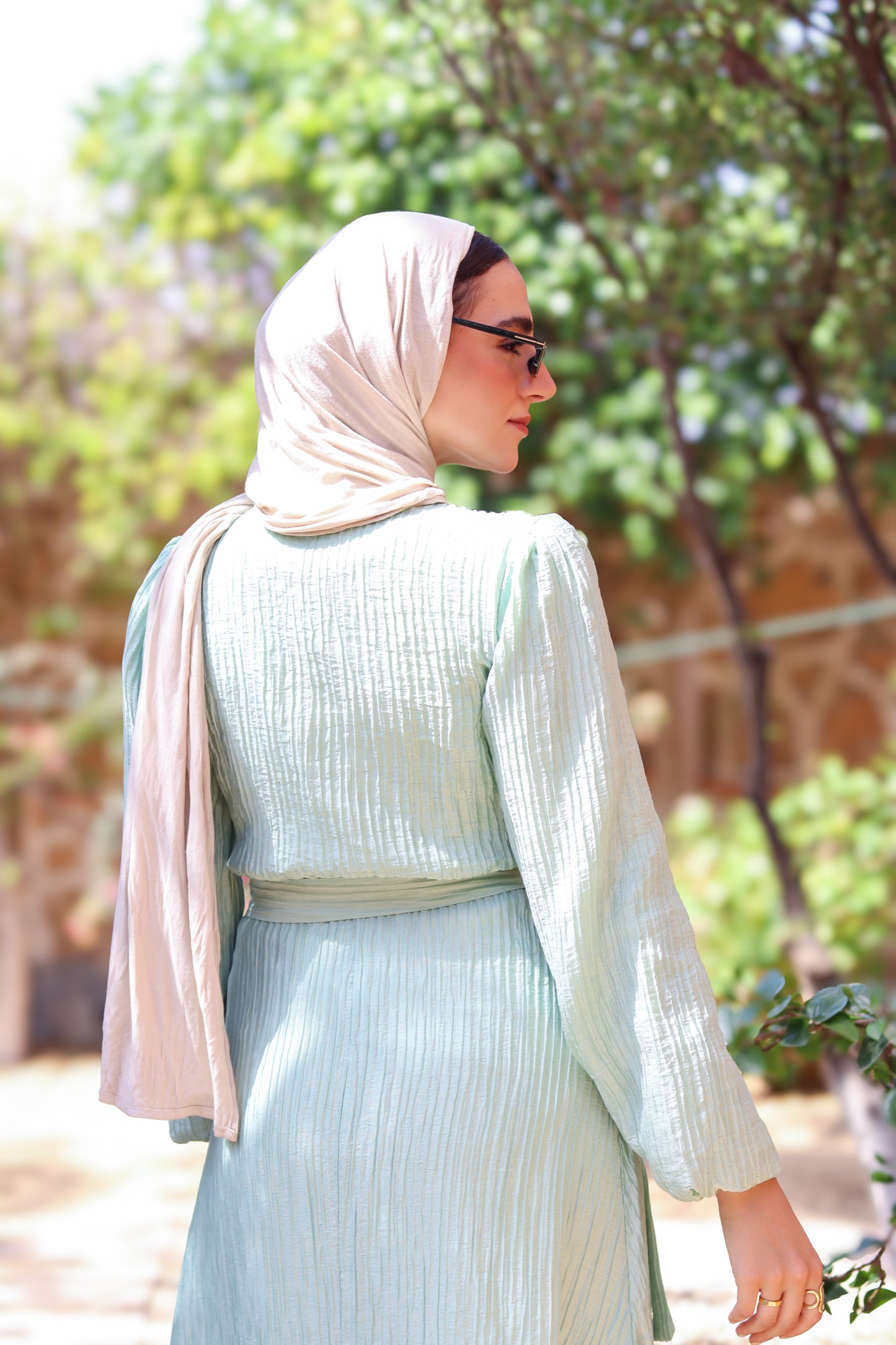 Golden Aura Dress in Mint