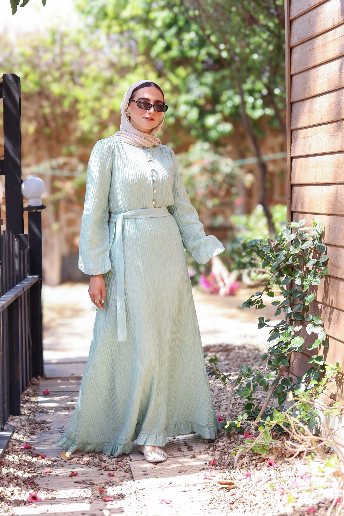 Golden Aura Dress in Mint