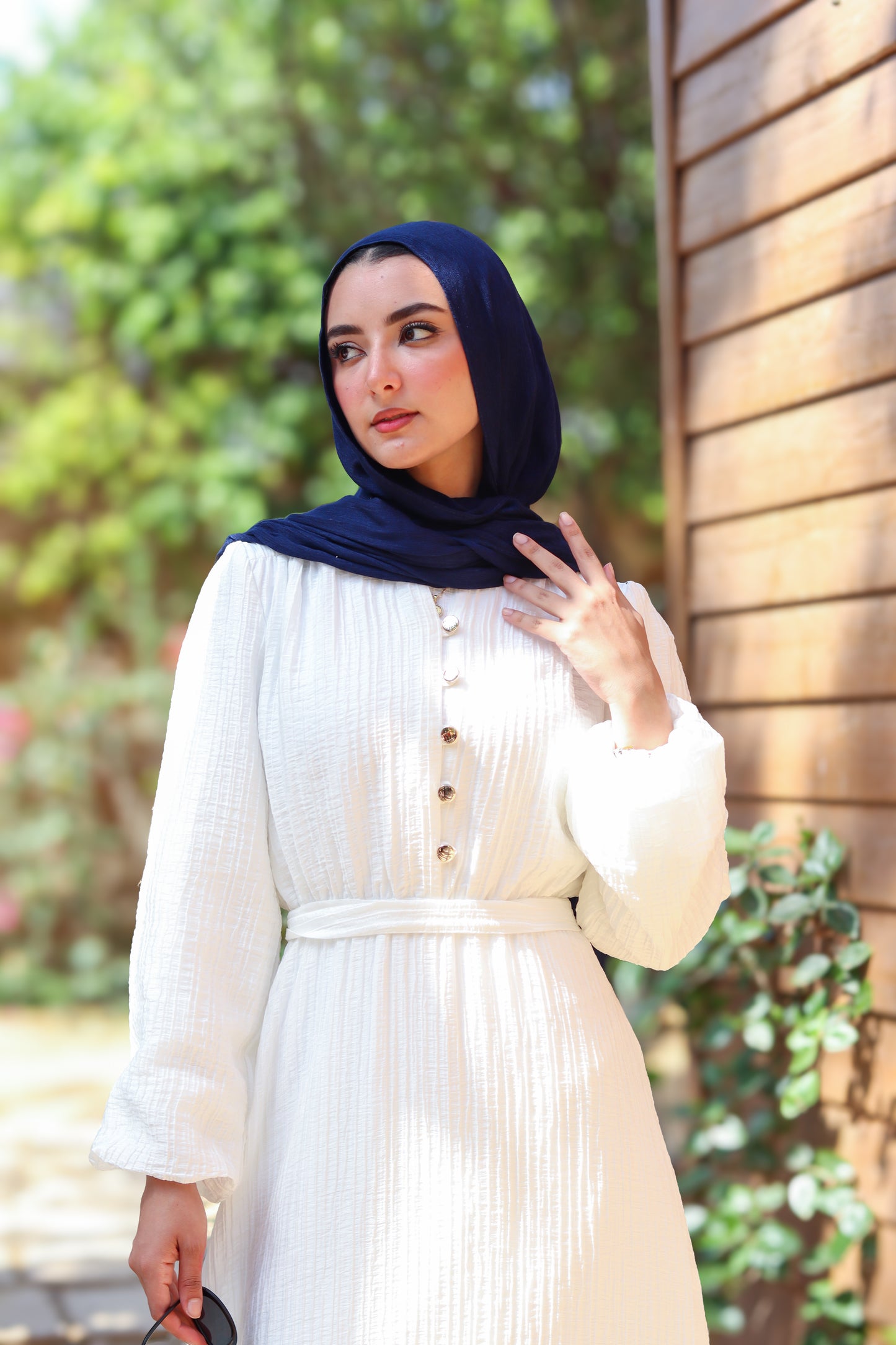 Golden Aura Dress in White