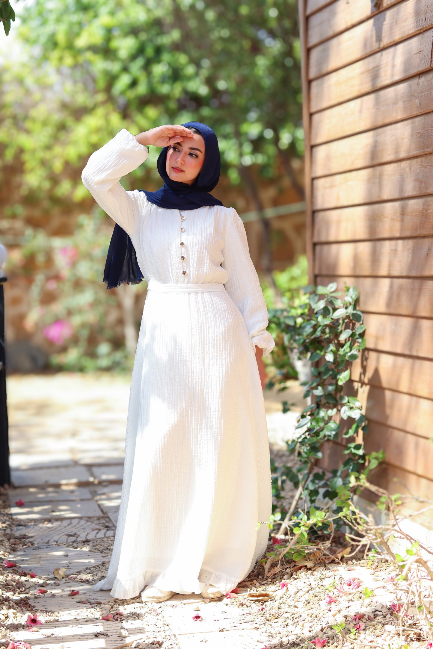 Golden Aura Dress in White