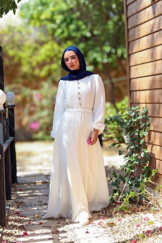 Golden Aura Dress in White