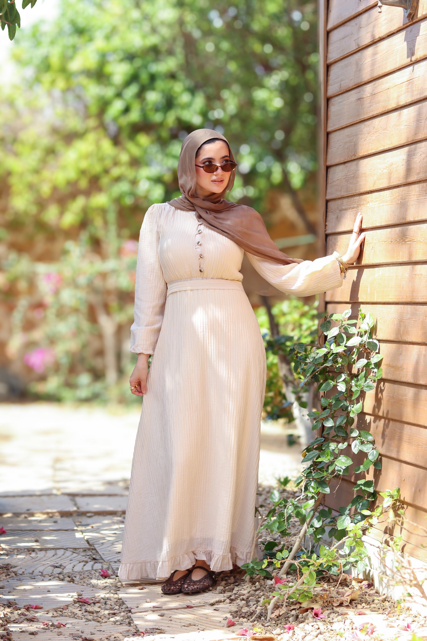Golden Aura Dress in Beige