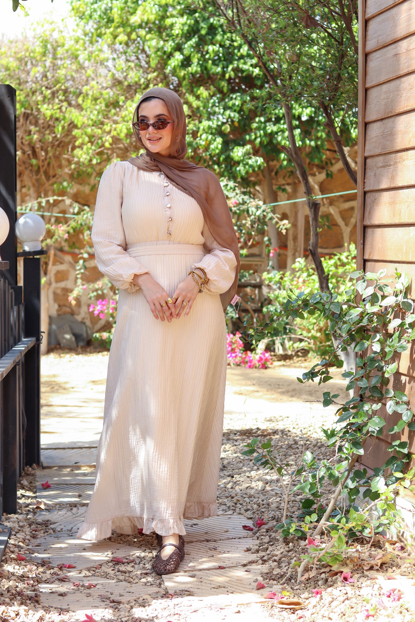 Golden Aura Dress in Beige