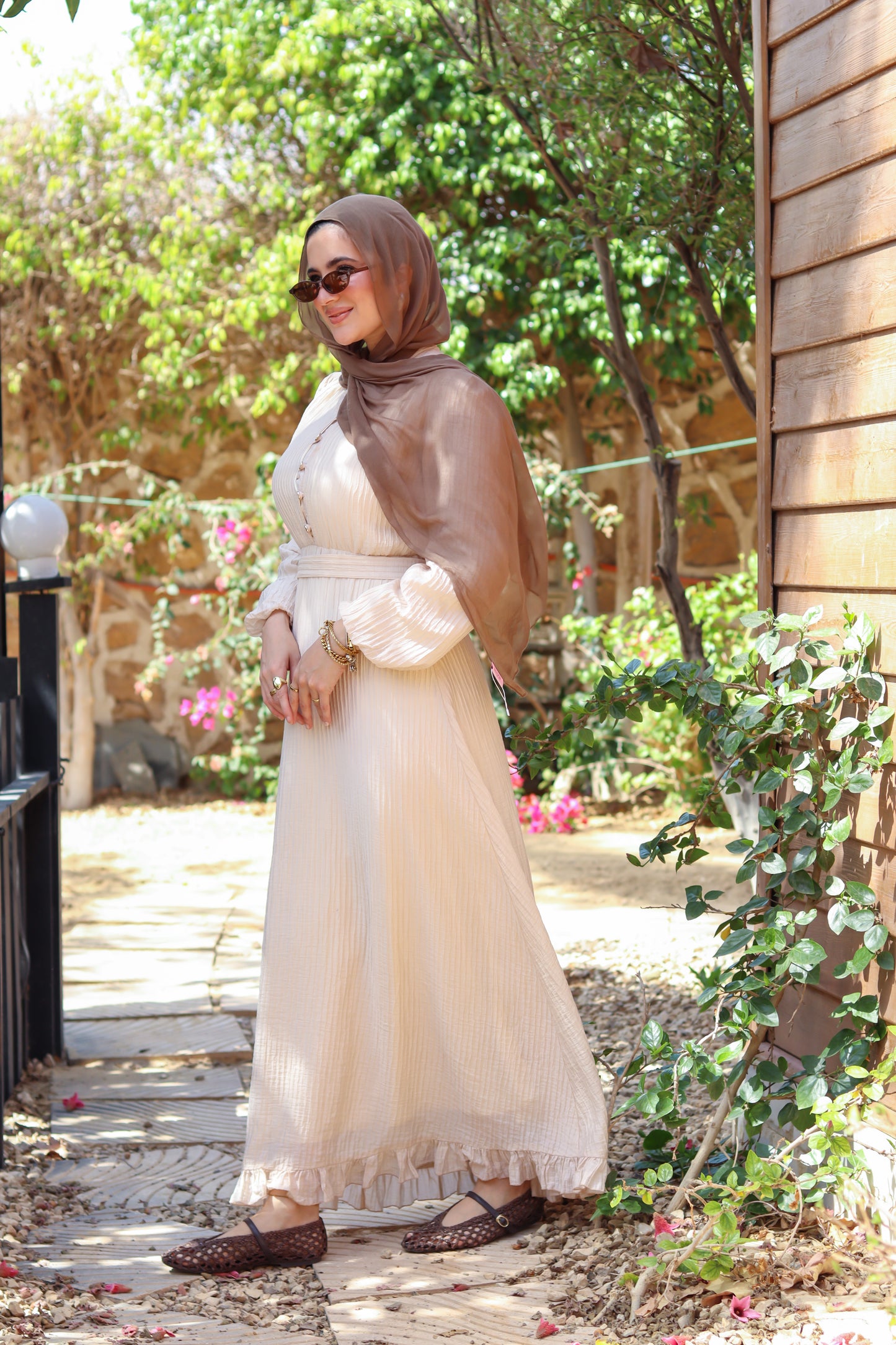 Golden Aura Dress in Beige