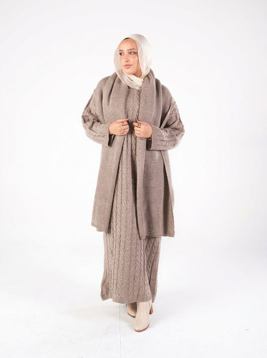 Bundle of Braided Dress & Shawl in Cafe