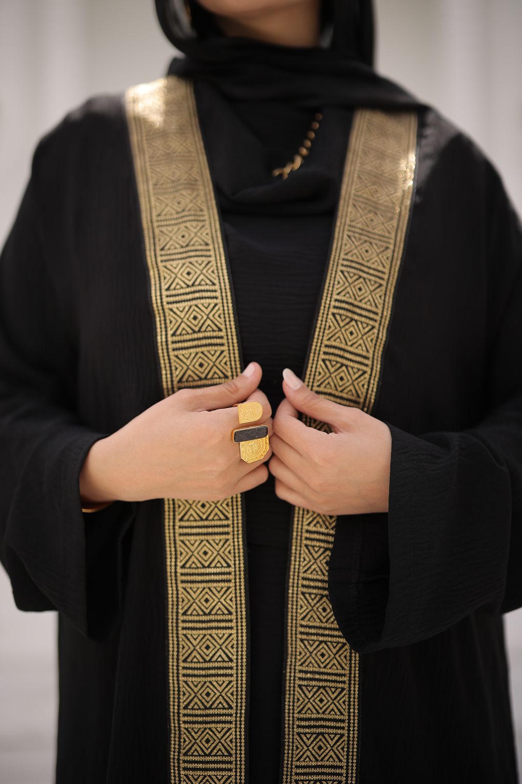 Black Abaya with Indian Details