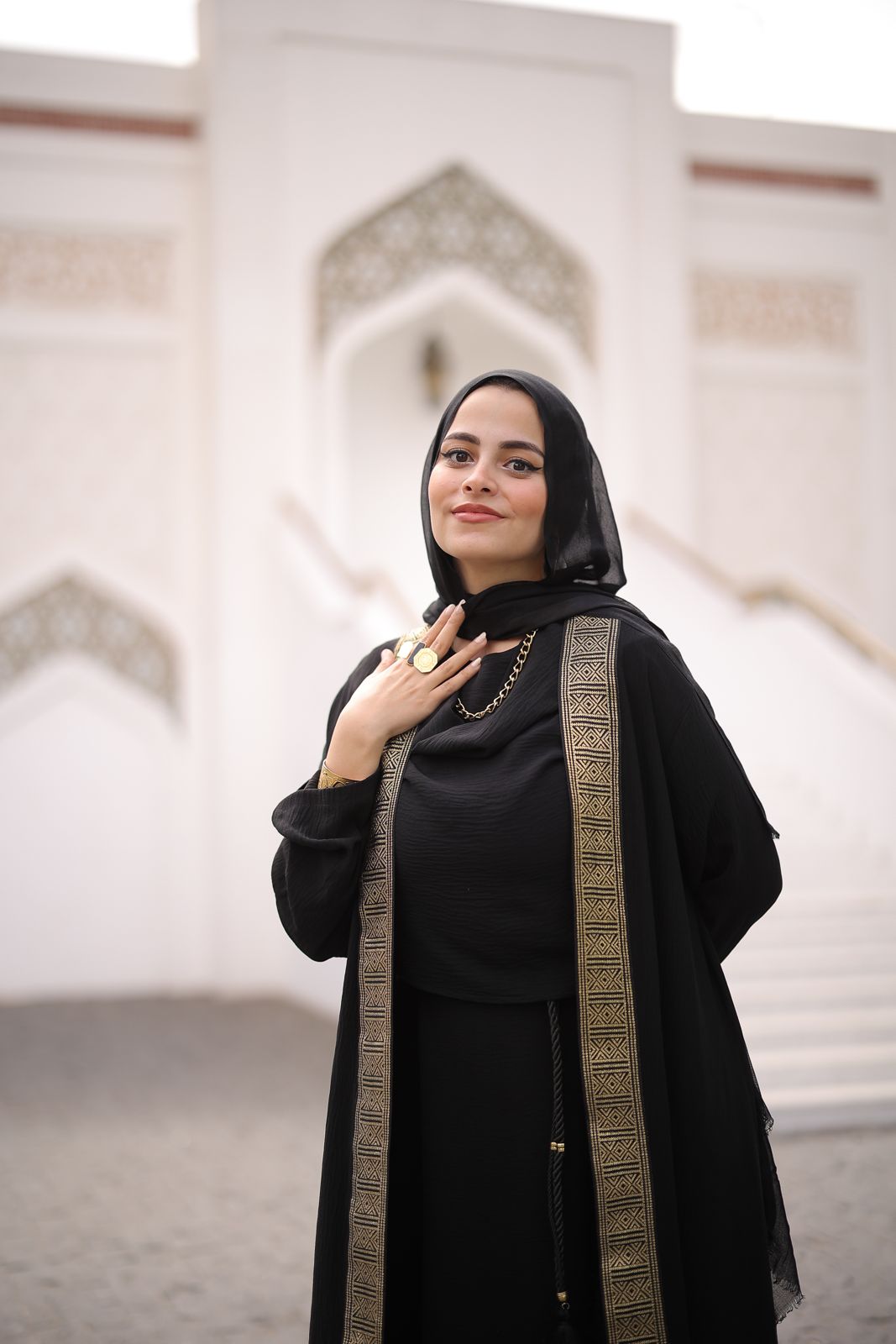 Black Abaya with Indian Details