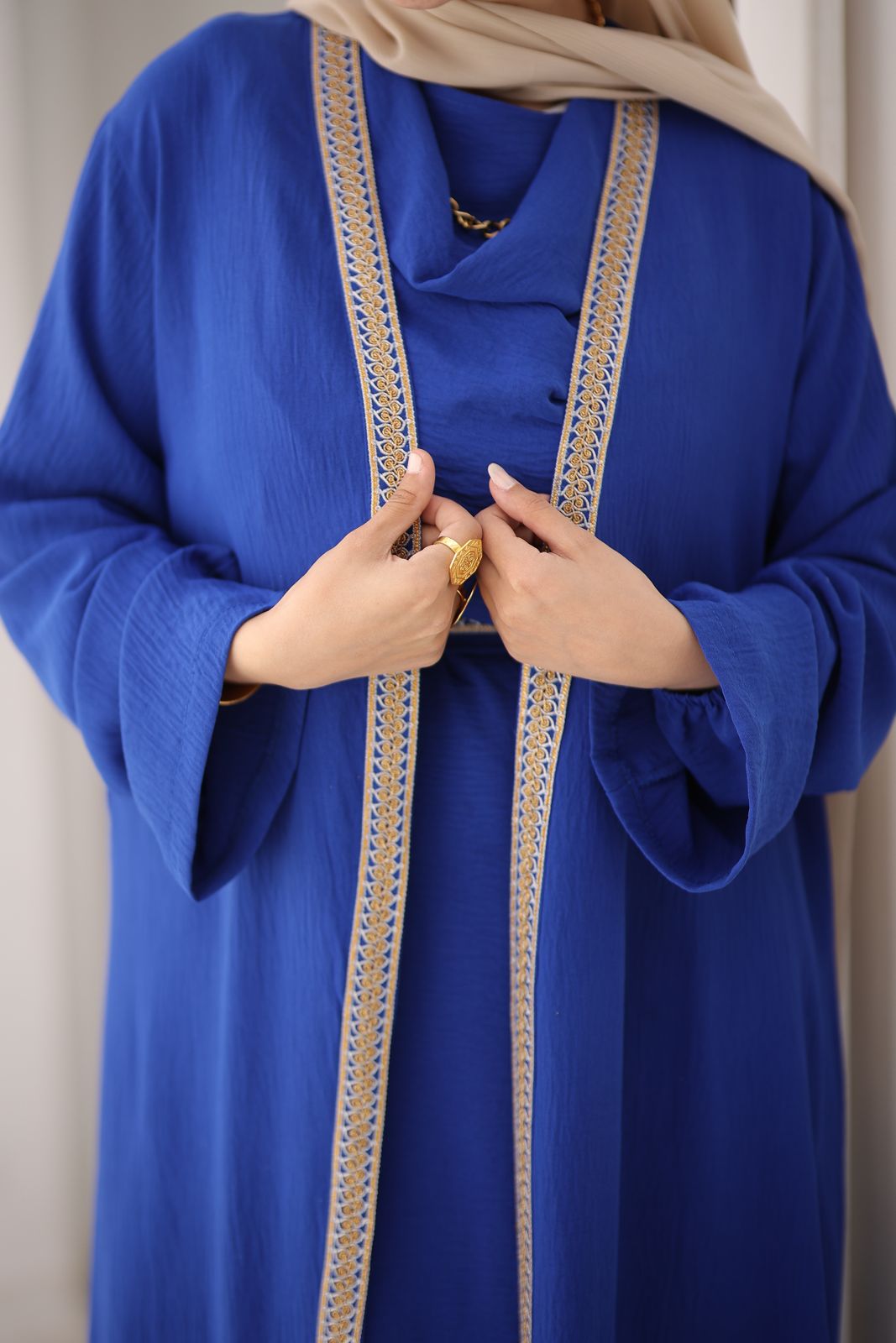 Blue Abaya with Indian Details