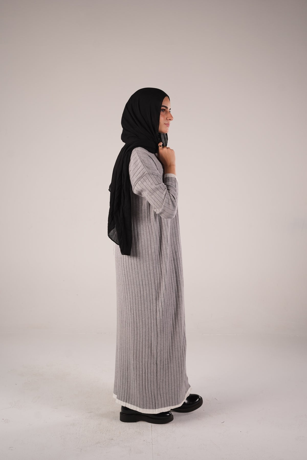 Lana Set (Cardigan & Basic) - Gray