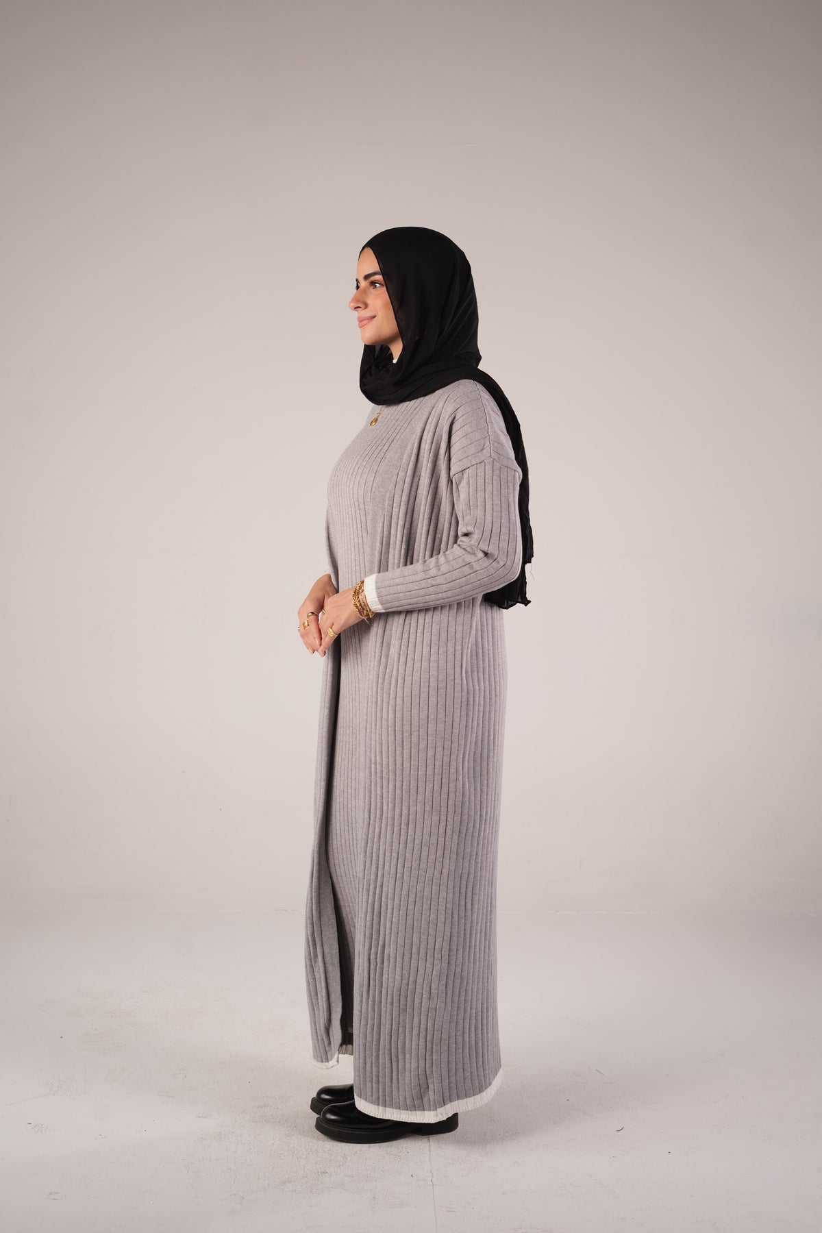 Lana Set (Cardigan & Basic) - Gray