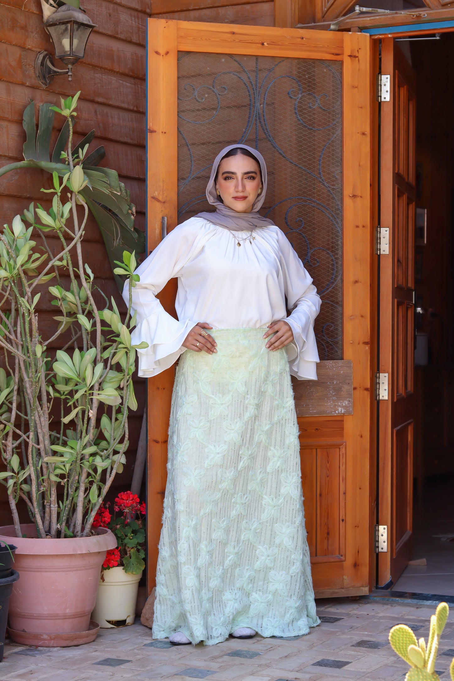Nova Flared Blouse in White