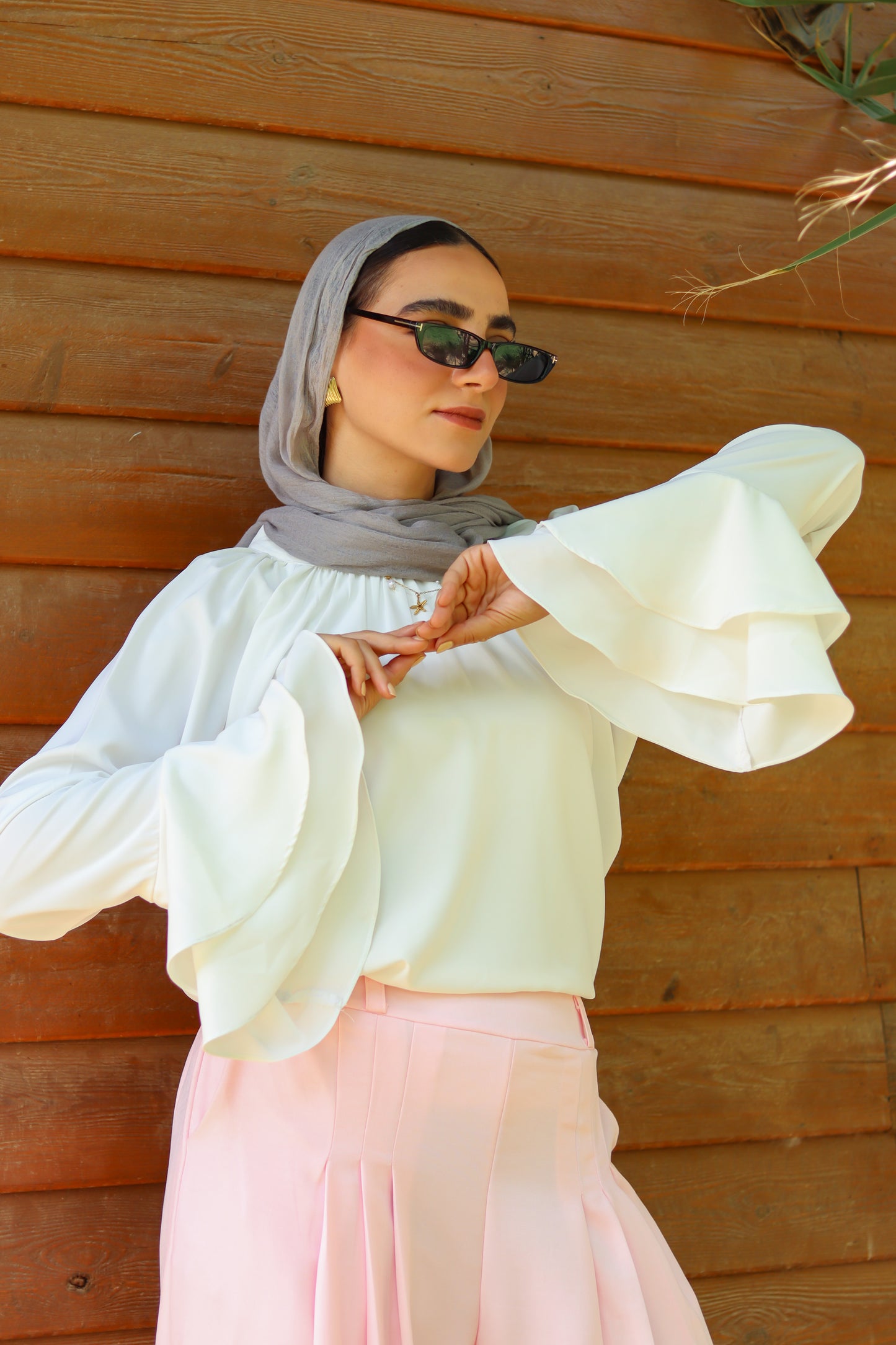 Nova Flared Blouse in White