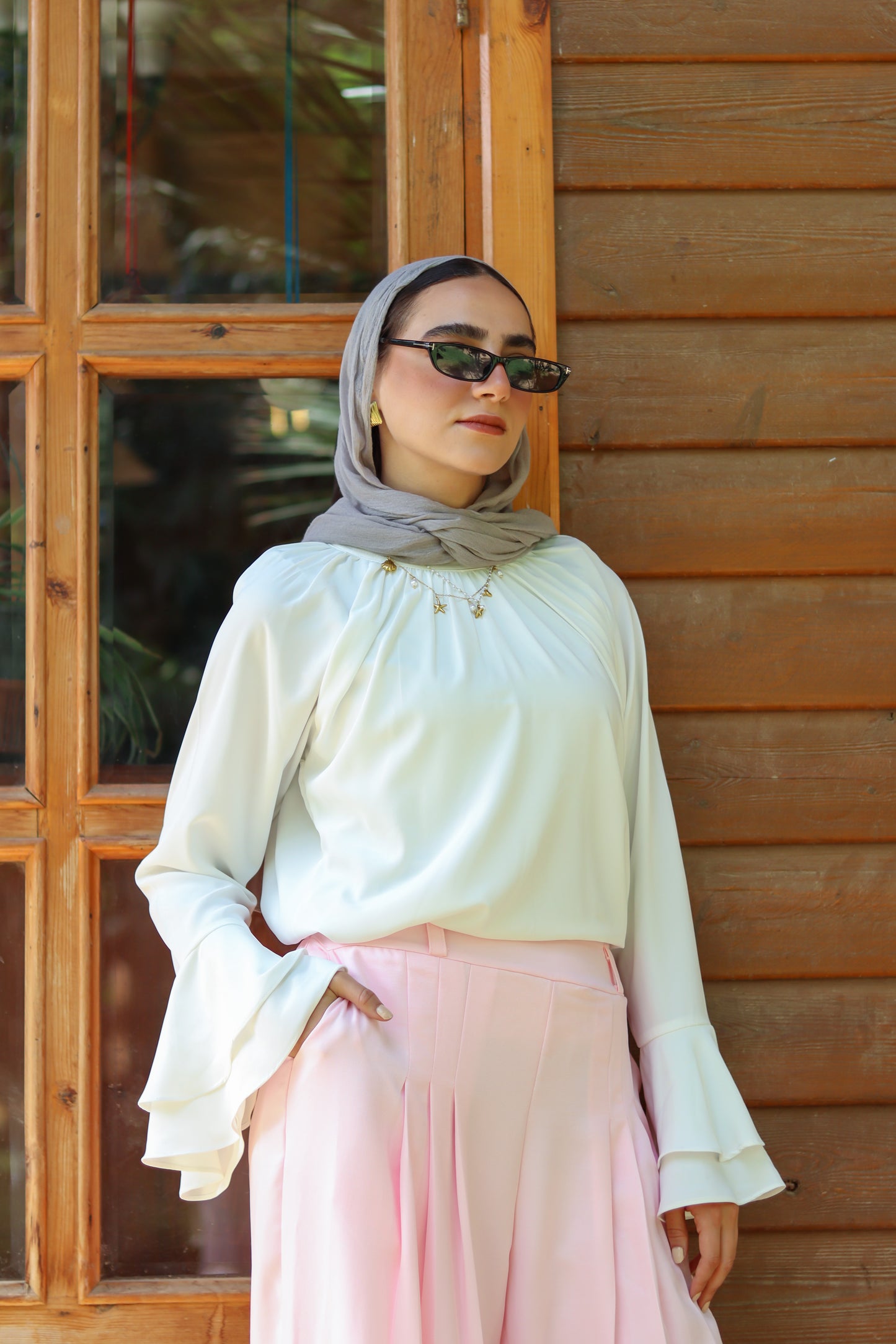 Nova Flared Blouse in White