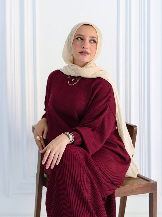 Plain Winter Set - Burgundy