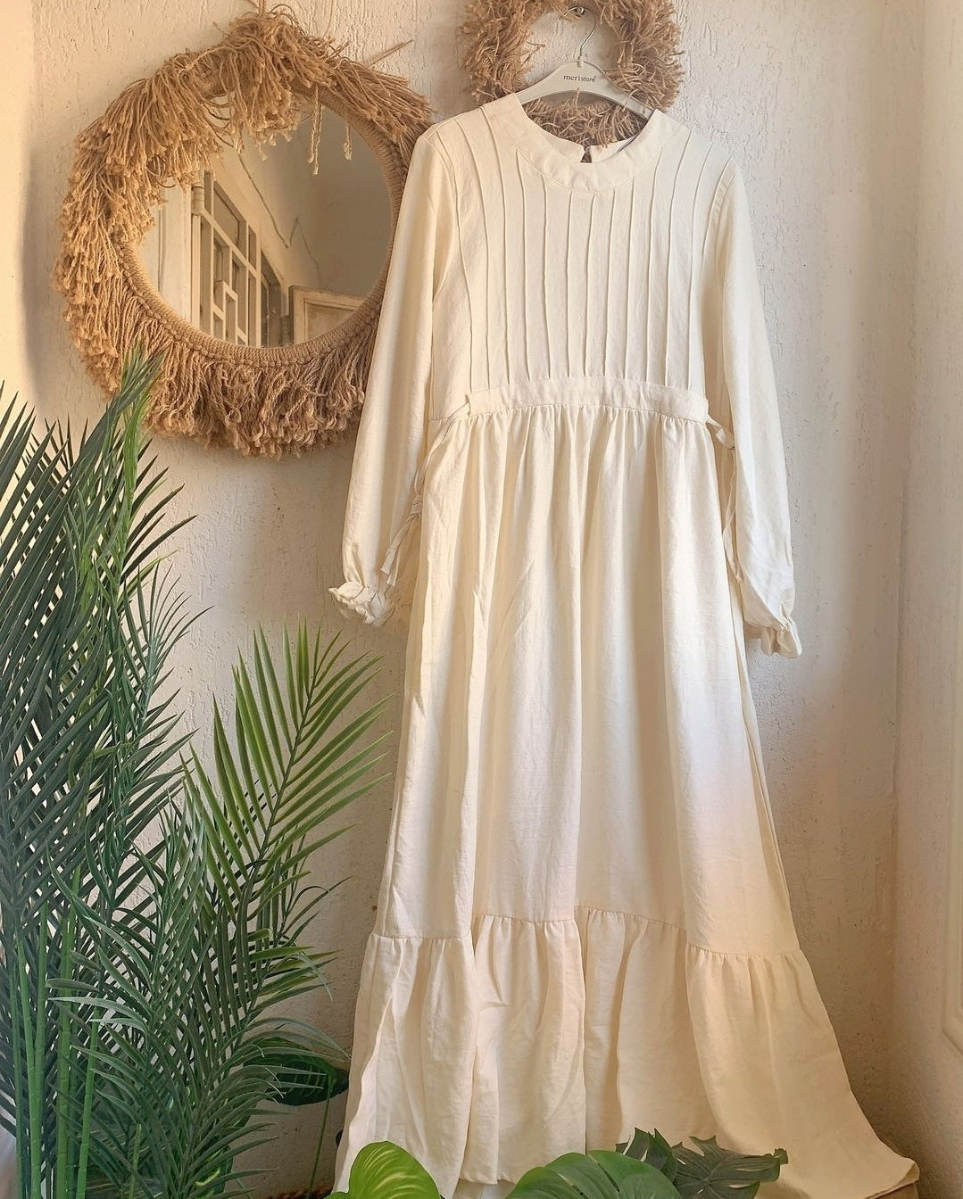 Summer Casual Linen Dress in Beige