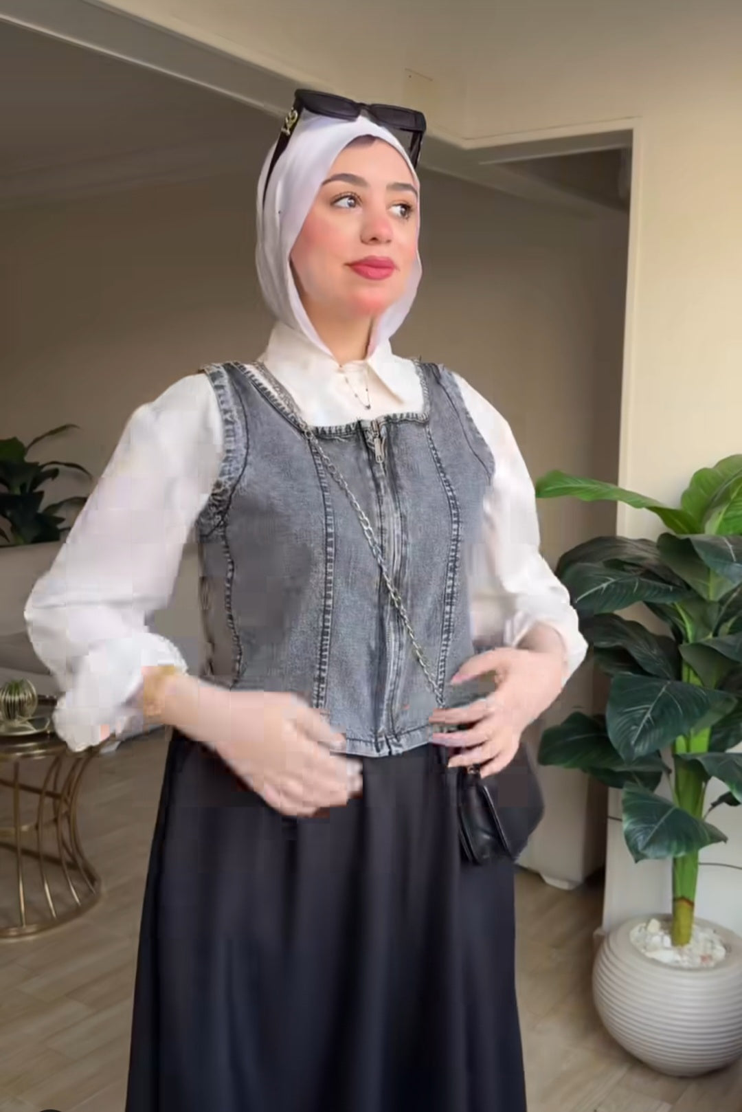 Trendy Denim Top in Grey