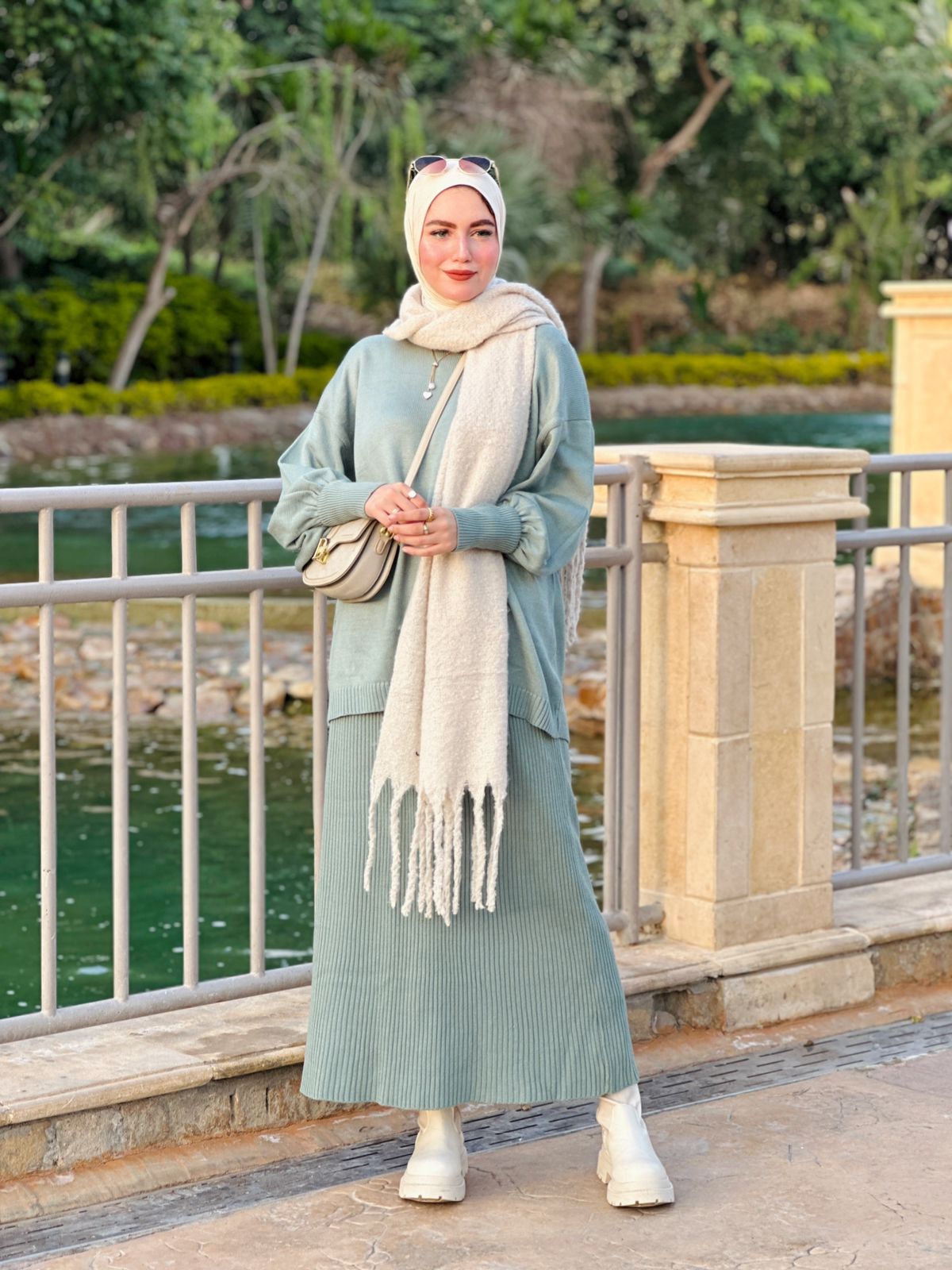 Plain Winter Set in Mint (Tunic and skirt)