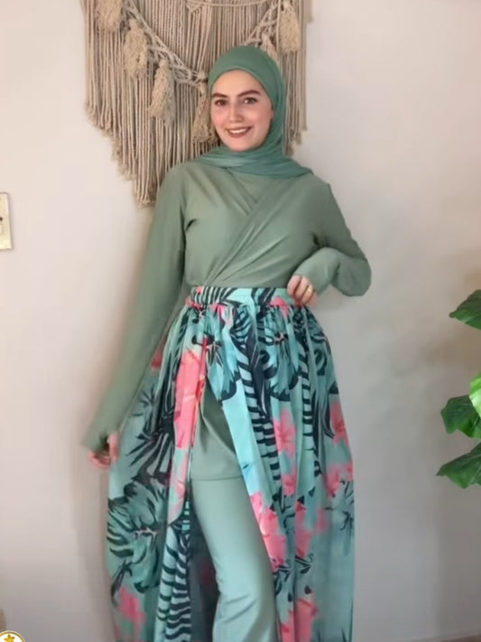 Tropical Mint Chiffon Skirt ONLY