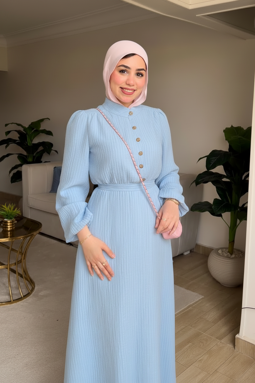 Golden Aura Dress in Baby Blue