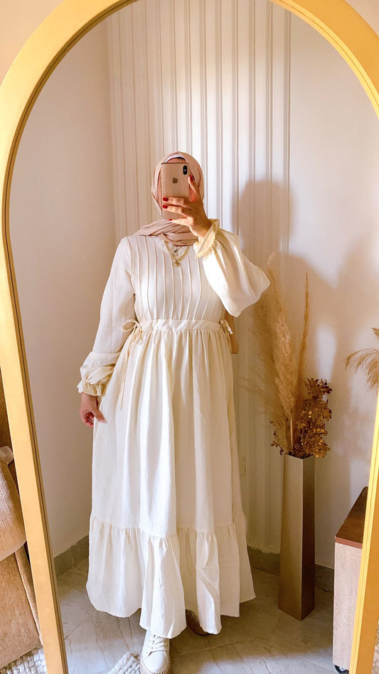 Summer Casual Linen Dress in Beige