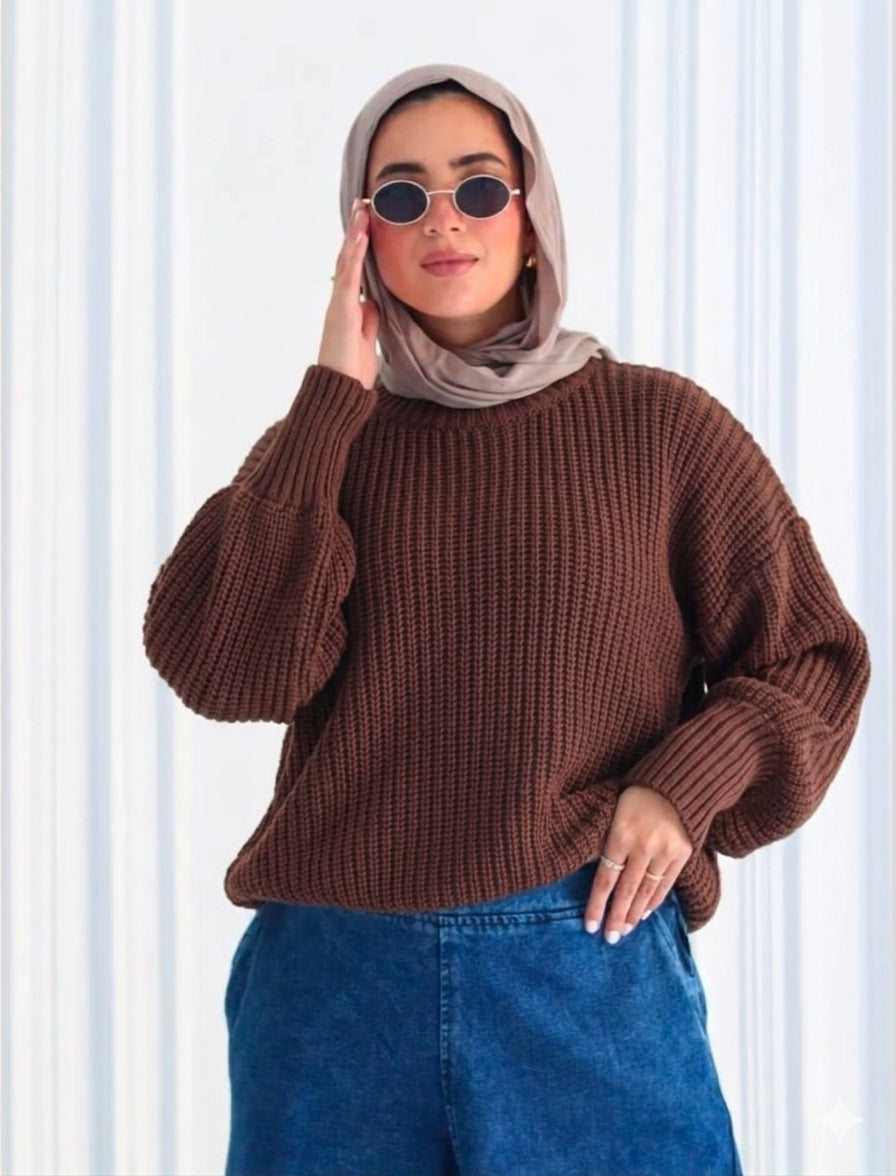 Wool Winter Pullover in Brown (pull-over only)