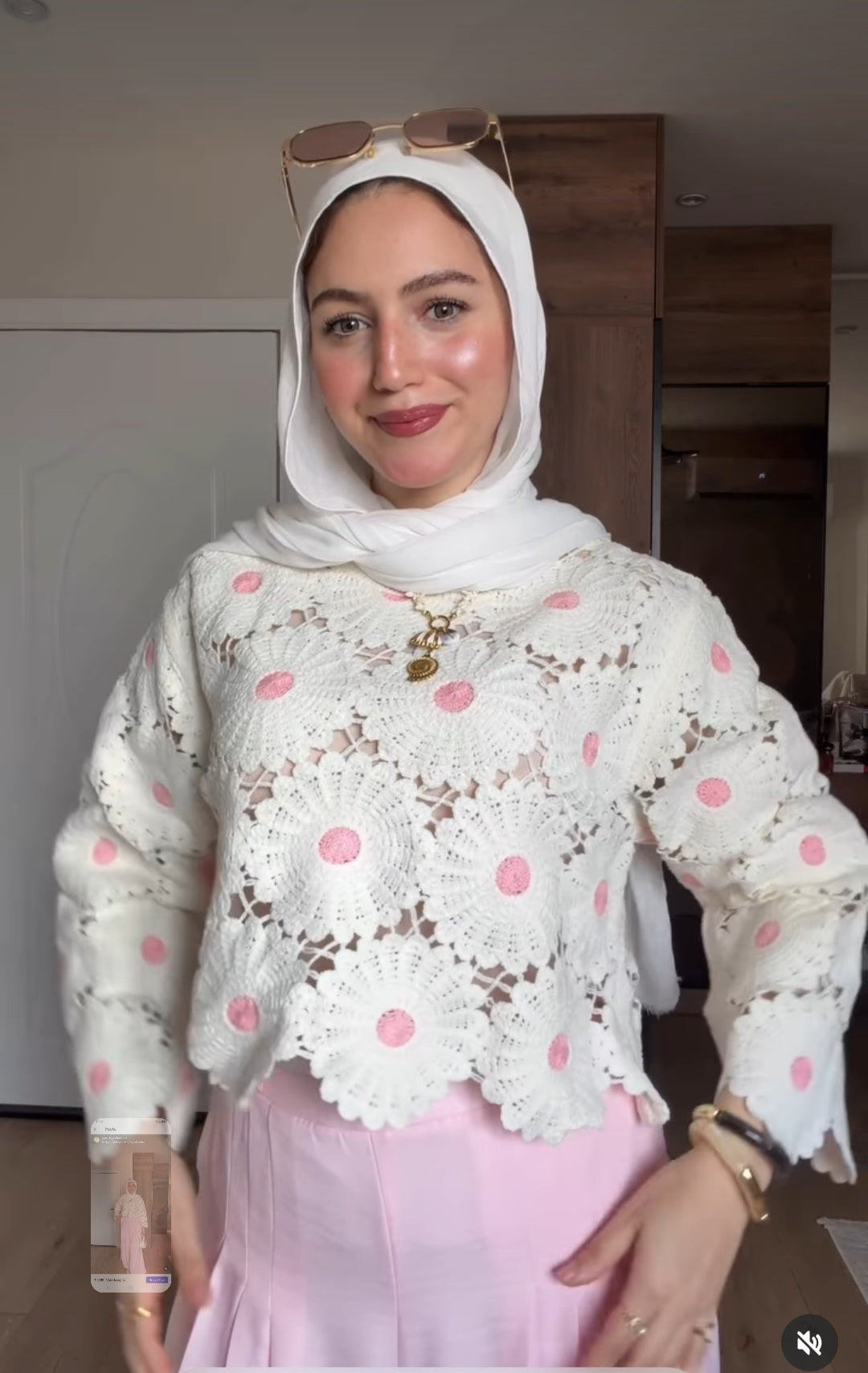 Bundle of Floral Crochet Top with Pink Terra Pants