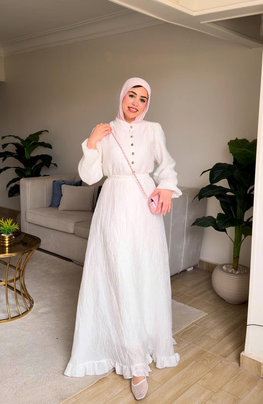 Golden Aura Dress in White