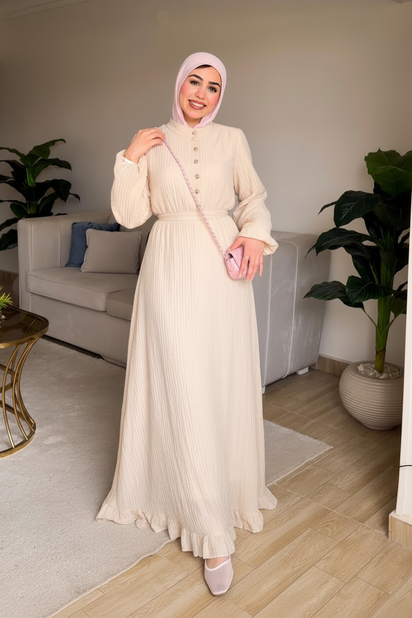 Golden Aura Dress in Beige