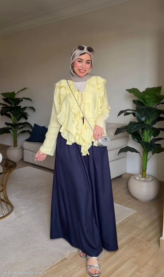 Ruffles Open Blouse in Yellow