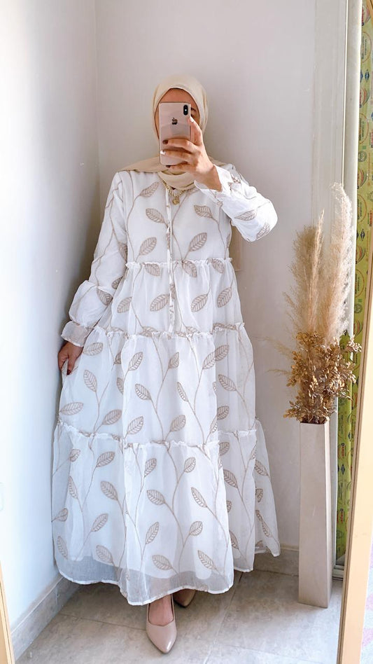 Elegant Beige Embroidered Dress